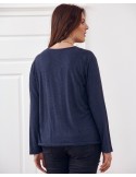 Bluza clasica cu decolteu in V, bleumarin FG561 - Magazin online - Boutique